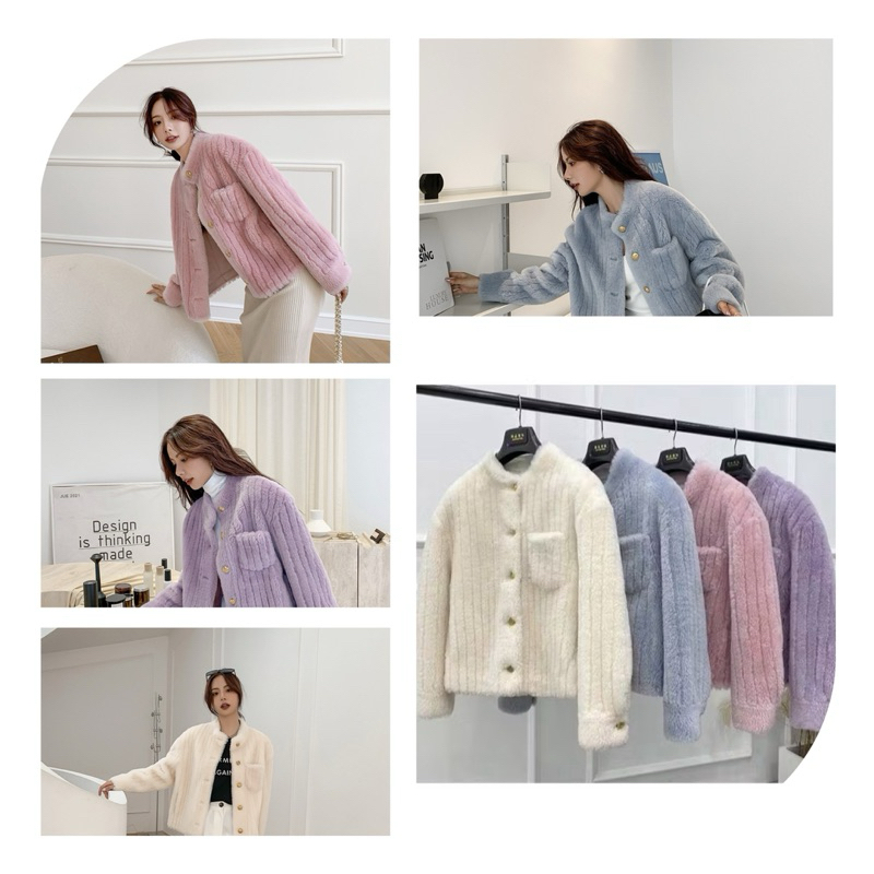 พร้อมส่ง เสื้อกันหนาวเฟอร์ขนนุ่ม