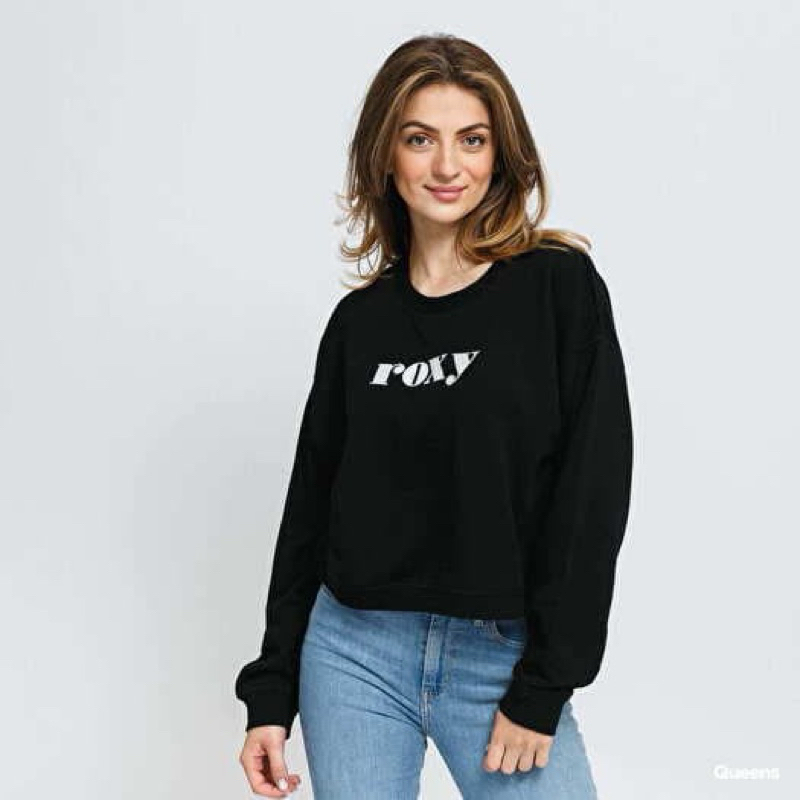 Roxy Sweatshirt Roxy Break Away Crew (เสื้อสเวตเชิ้ตสีดำ) #SWT098