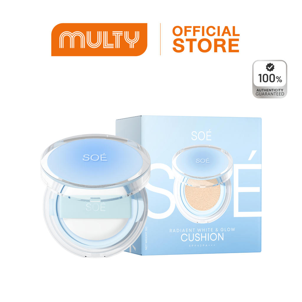 Soe Radiant White Glow Cushion 15g. คุชชั่นเนื้อบางเบา ปกปิด กันน้ำ กันเหงื่อ สีสวย