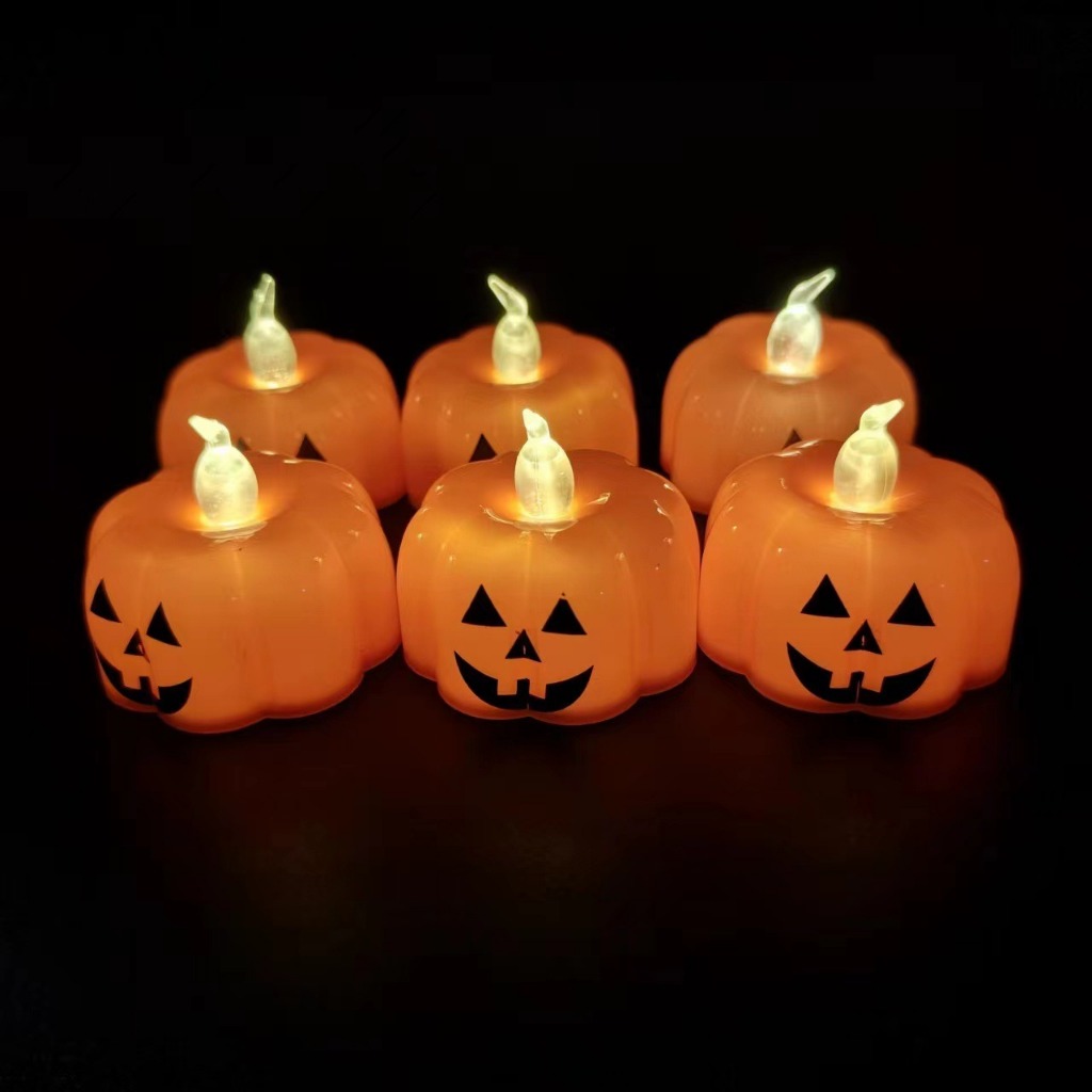 Halloween พร็อบตกเเต่งฮาโลวีน โคมไฟเทียนอิเล็กทรอนิกส์ โคมไฟกลางคืนฟักทองฮาโลวีน