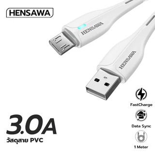 HENSAWA สายชาร์จเร็ว 3A USB TO Micro Typec L IP รุ่น US3098 สีขาว สายPVC 1m ชาร์จไว Type-c Fast Charge Cable & Sync