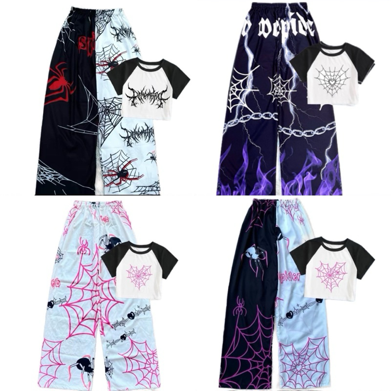 เซตกางเกง เสื้อครอปทูโทน สายฝอ