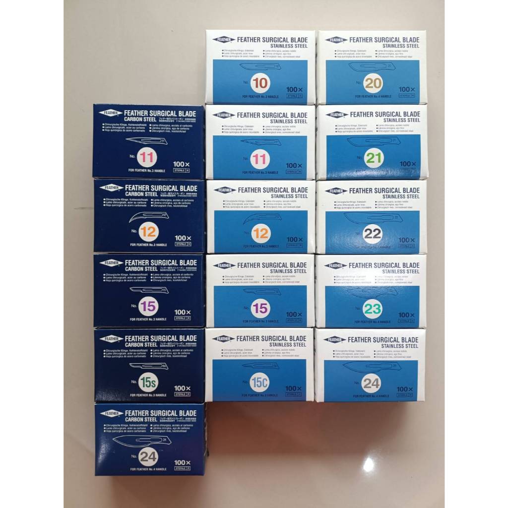 FEATHER ใบมีดแกะ ใบมีดสำหรับงานผ่า ใบมีดสแตนเลส 100ใบ/กล่อง
