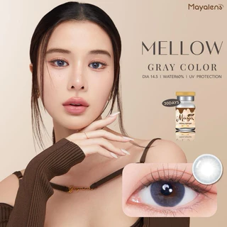 รุ่นเก้า เลนส์ซิลิโคนไฮโดรเจล ⭐️ คอนแทคเลนส์ Mellow Brown / Gray (Mayalens) ขนาดกลาง 💙 ค่าอมน้ำสูง
