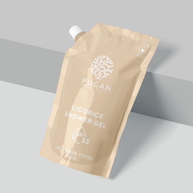 [ REFILL ] PUGAN LICORICE SHOWER GEL PREMIUM ORGANIC 500 ML.