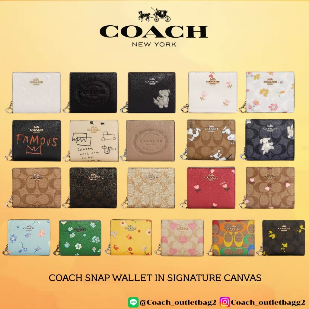 Coach Snap Wallet In Signature Canvas Billfold Wallet CR555
