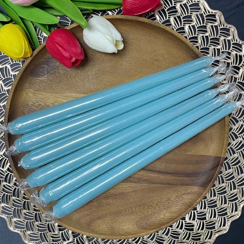 เทียนเทปเปอร์  ขนาด10นิ้ว  บรรจุ6แท่ง/แพ็ค สีฟ้า(พาสเทล) ไม่มีกลิ่น