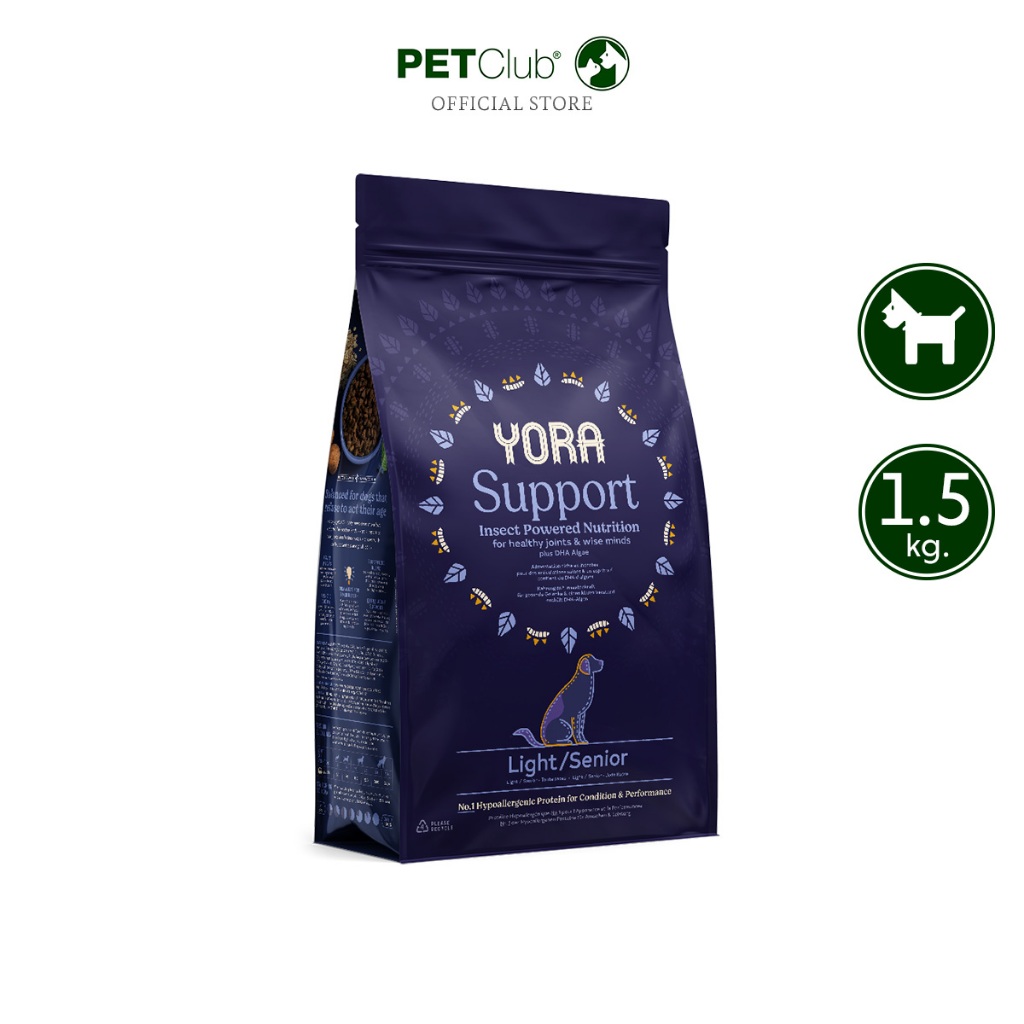 [PETClub] Yora Light/Senior - อาหารเม็ดสุนัขสูงวัย โปรตีนแมลง 1.5kg.