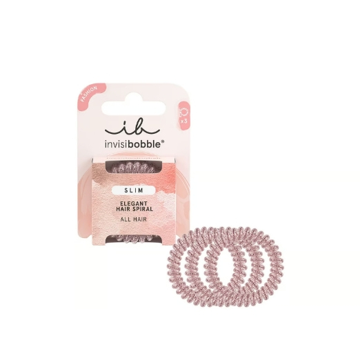 Invisibobble Slim Vanity Fairy 3 Pcs. อินวิซิบับเบิ้ล ยางเกลียวรัดผม รุ่นสลิมสีพิ้งค์โมโนเคิล 3ชิ้น
