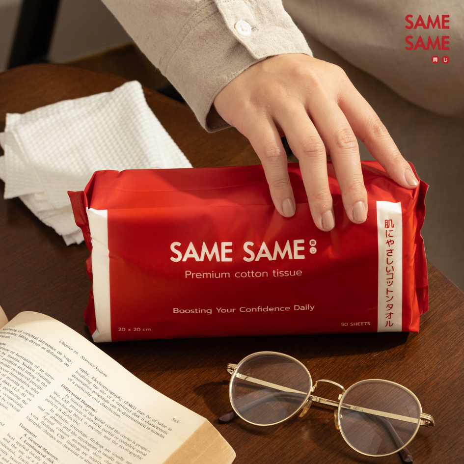 ทิชชู่เช็ดหน้าSAME Soft Luxe ทิชชู่ผ้าฝ้าย ทิชชู่พกพา ทิชชู่ผ้าฝ้าย 100% ผ้าเช็ดหน้า