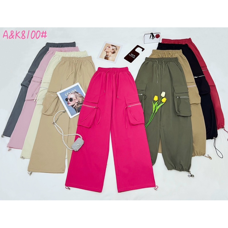 กางเกงคาร์โก้ผ้าร่มไนล่อนงานป้ายA&Kรหัส8100รุ่นขาปล่อยได้ขาจั๊มได้