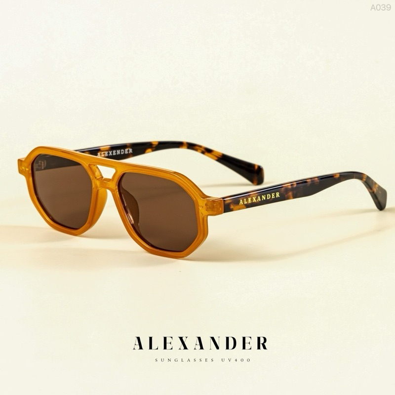 [ A039 ] แว่นกันแดด Polarized + Acetate ALEXANDER ผ่านการ ทดสอบเลนส์แท้ UV400 แถม FREE อุปกรณ์ครบ