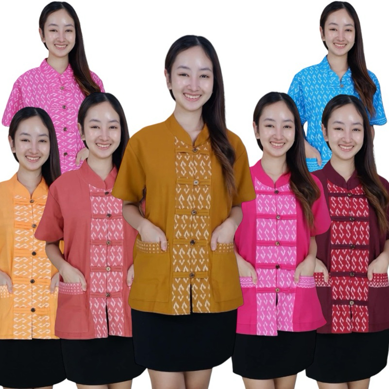 เสื้อ5กระดุมหน้าแต่งลายขอพระราชทาน