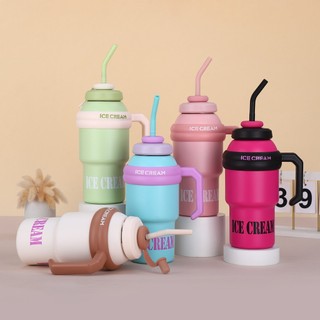 🔥ลูกค้าใหม่ 1 บาท🔥แก้วเก็บความเย็น วัสดุสแตนเลส 316 คงความเย็นคงความร้อน มีหลอดดูด แก้วice cream