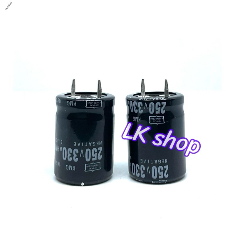 C ขาเขี้ยว 330uF450V กว้าง22mm สูง30mm  105องศา ยี่ห้อ Nippon capa คาปา ตัวเก็บประจุ