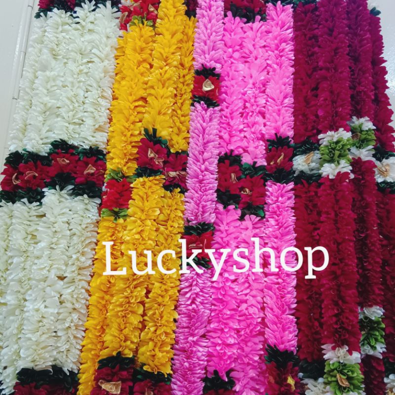 พวงมาลัยแขกพวงมาลัยผ้าดอกใหญ่จัมโบ้กว้าง3นิ้ว
