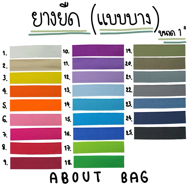 ( 1 หลา ) ยางยืด 1",2“ดำ แบบบาง (มีหลายสี) ใช้สำหรับกุ้นกระเป๋า กุ้นเสื้อ กางเกง 👉🏻 ต้องการซื้อจำนวนมากทักแชทแม่ค้า