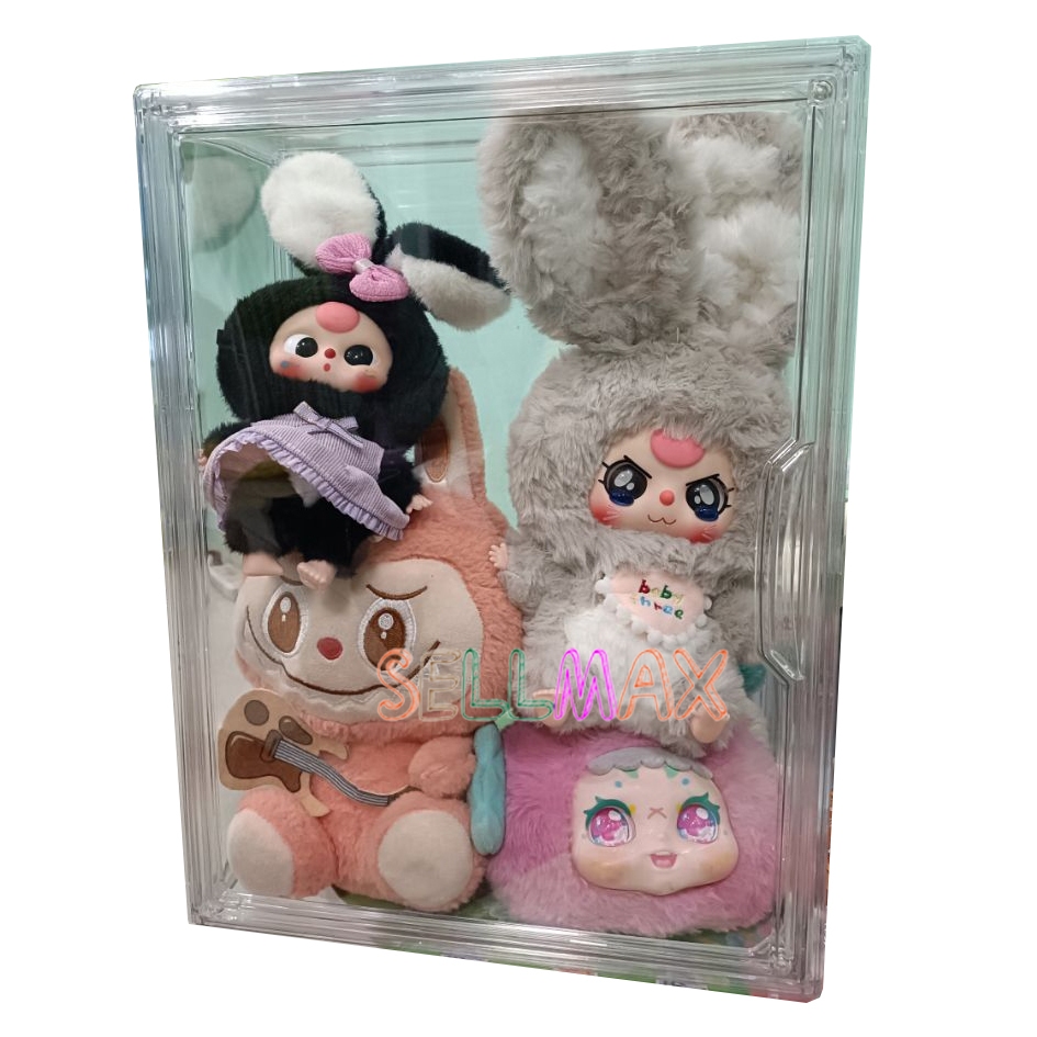 กล่องใสของ ตู้โชว์โมเดลสามชั้น แบบสูง สีไปร่งใส ฝาปิดแม่เหล็ก มีแผ่นกาวแถมให้ สามาถติดกับผนังได้ - รูปที่ 7