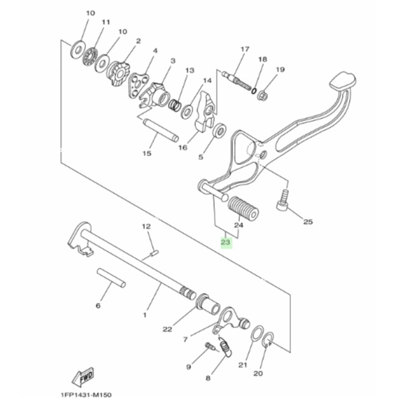 1FPE811001 คันเกียร์ Spark-115i Finn แท้ YAMAHA 1FP-E8110-01 -00