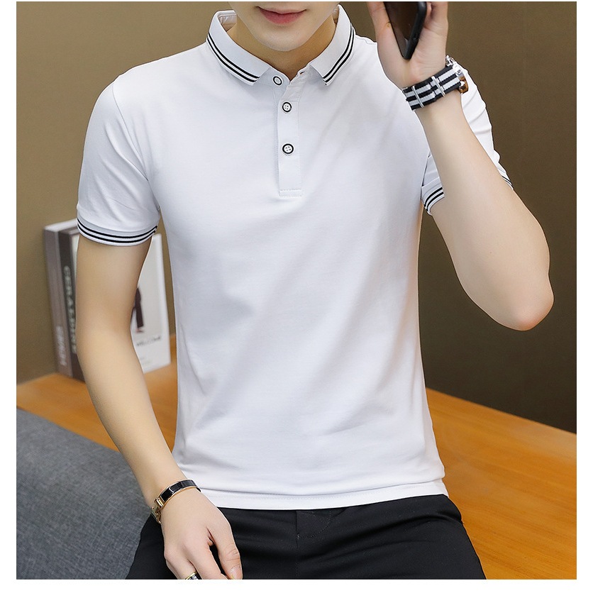 เสื้อเชิ้ตคอปกแขนสั้น เสื้อโปโลแขนสั้น แฟชั่นผู้ชาย พร้อมส่ง