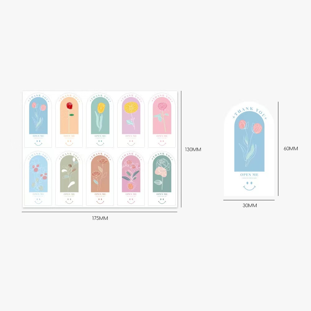 สติ๊กเกอร์ขอบคุณ สติ๊กเกอร์ติดกล่อง แก้ว ถุง ตกแต่ง 3*6ซม 100ดวง sticker thankyou S20