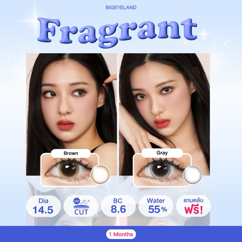 คอนแทคเลนส์ Fragrant Brown / Gray (Kitty Kawaii) ขนาดบิ๊กอาย ตาโต ลายลูกแก้ว