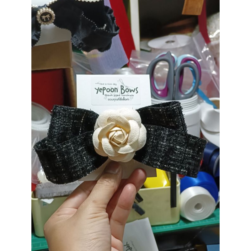 โบว์ติดผม ผ้าทวิตนิ่ม ทรงน่ารัก มี3สี