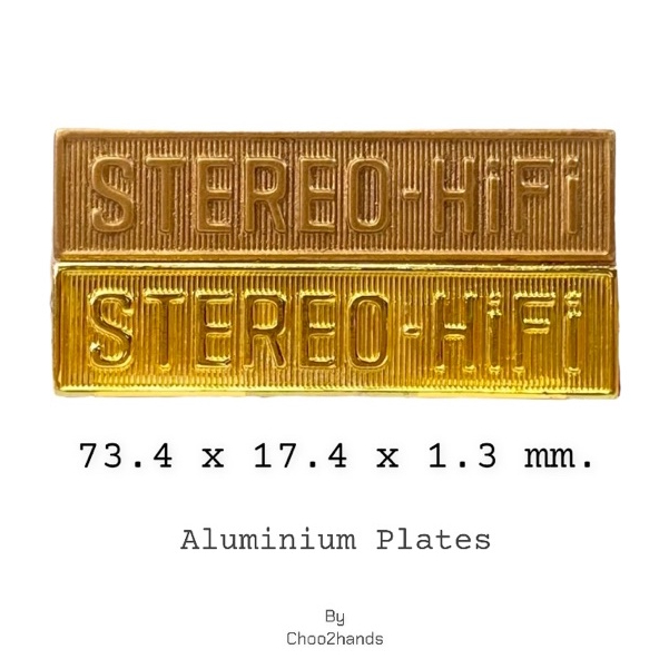 แผ่นเพลท Aluminium ขนาด 73.4x17.4x1.3 mm. ติดหน้าเครื่อง ตู้ลำโพง พร้อมกาวสองหน้า ส่งจากไทย