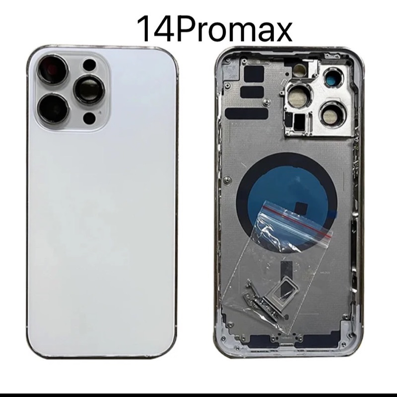 back cover Body บอดี้ชุด 14ProMax มีโลโก้ พร้อมรางซิม สวิทนอก – โปรปัง