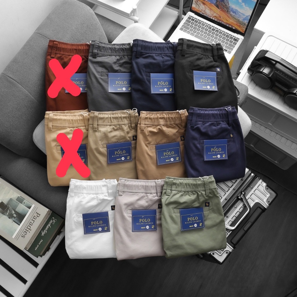 กางเกงขาสั้น POLO เนื้อผ้าชิโนเอวสม็อคมีเชือกรูดมีกระเป๋าด้านหน้า-ด้านหลังเนื้อผ้าระบายอากาศได้ดี ใส่สบาย แมสต์ได้หลายลุ