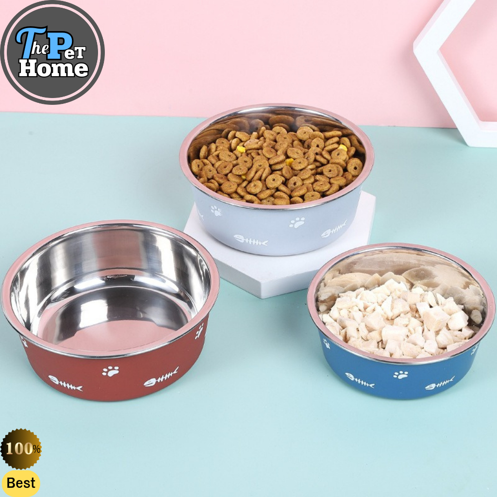 The Pet Home ชามอาหารสัตว์เลี้ยง สแตนเลส แบบกันลื่น ชามอาหารหมาแมวแบบกันลื่น สุนัข มีย่างกันลื่น