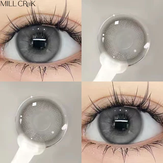 ✅COD [ 0~-8.00 ]MILL CREEK คอนแทคเลนส์ ธรรมชาติ Grey/Green 14.2mm 12 เดือน สําหรับนักเรียน เลนส์บิ๊กอายน่า