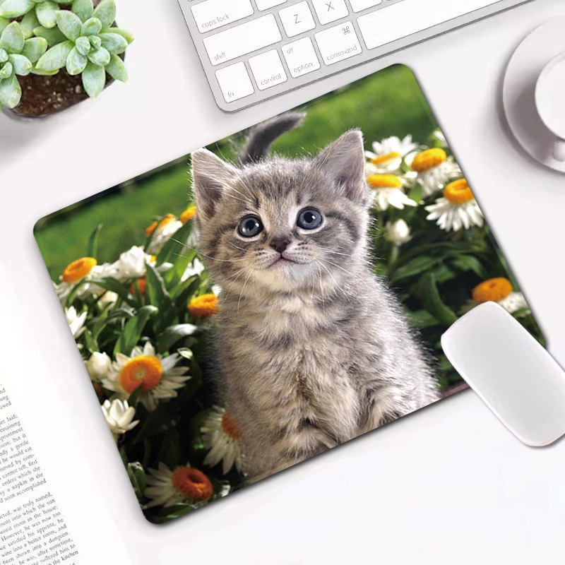 [พร้อมส่ง] แผ่นรองเมาส์ น้องแมวเสมือนจริง งานเย็บขอบ ขนาดเล็ก 210 x 260 x 3 มม. Biangels