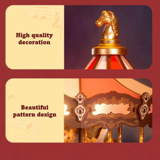 ส่งด่วน กทม. 🎠 ม้าหมุน Classic Carousel กล่องดนตรี DIY ประกอบเอง ไม่ใช้กาว เปิดไฟได้ Rolife AMC01