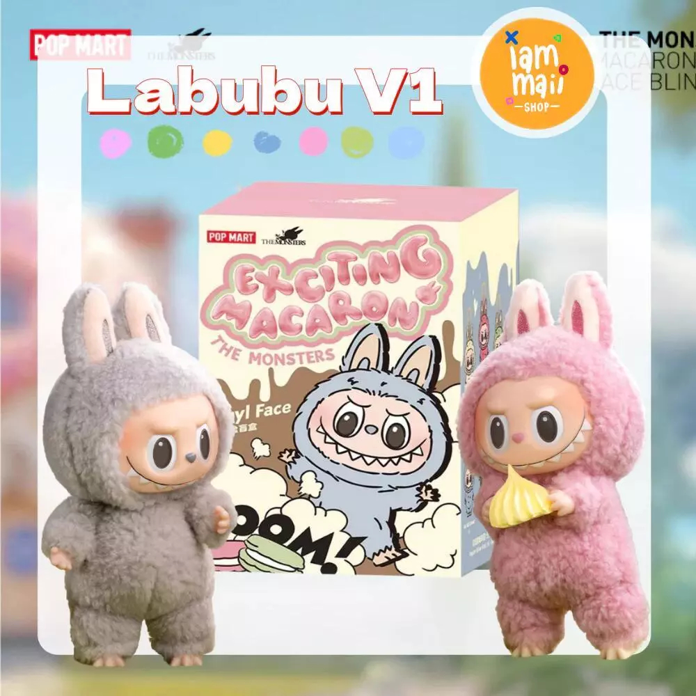 คริสมาสต์ของขวัญ Pop Mart Labubu V1 macaron Series toffee มาการองกล่องสุ่ม pop mart กล่องสุ่ม ลาบูบู้ v1
