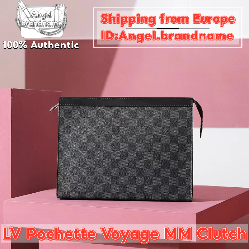 Shopee ถูกที่สุด💯ถุงของแท้👜Louis Vuitton Pochette Voyage MM Clutch กระเป๋าถือสำหรับผู้ชาย