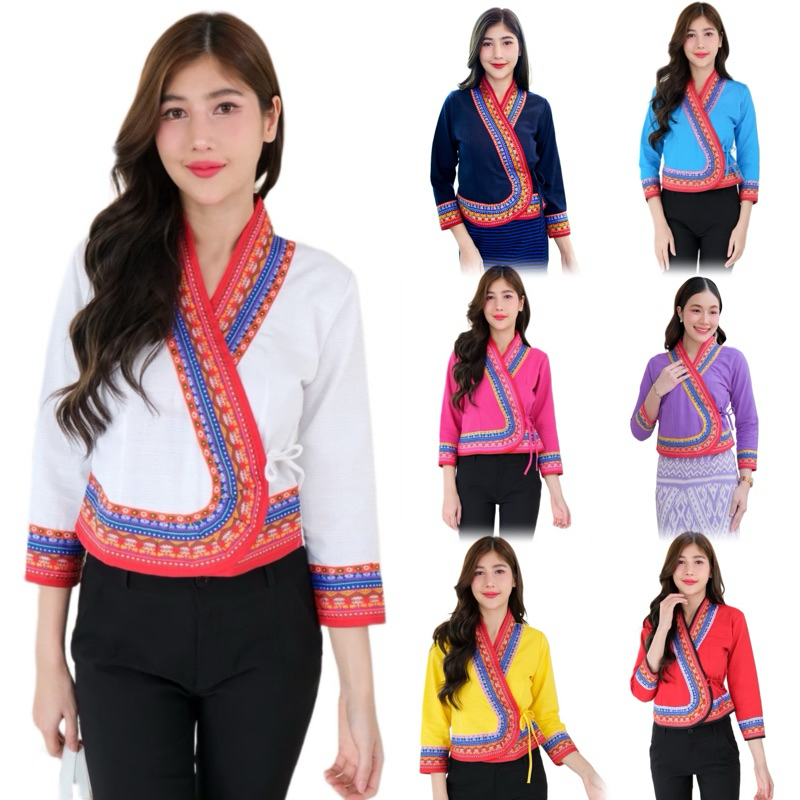 เสื้อพื้นเมืองผู้หญิงเจ้านางแต่งเทปคู่