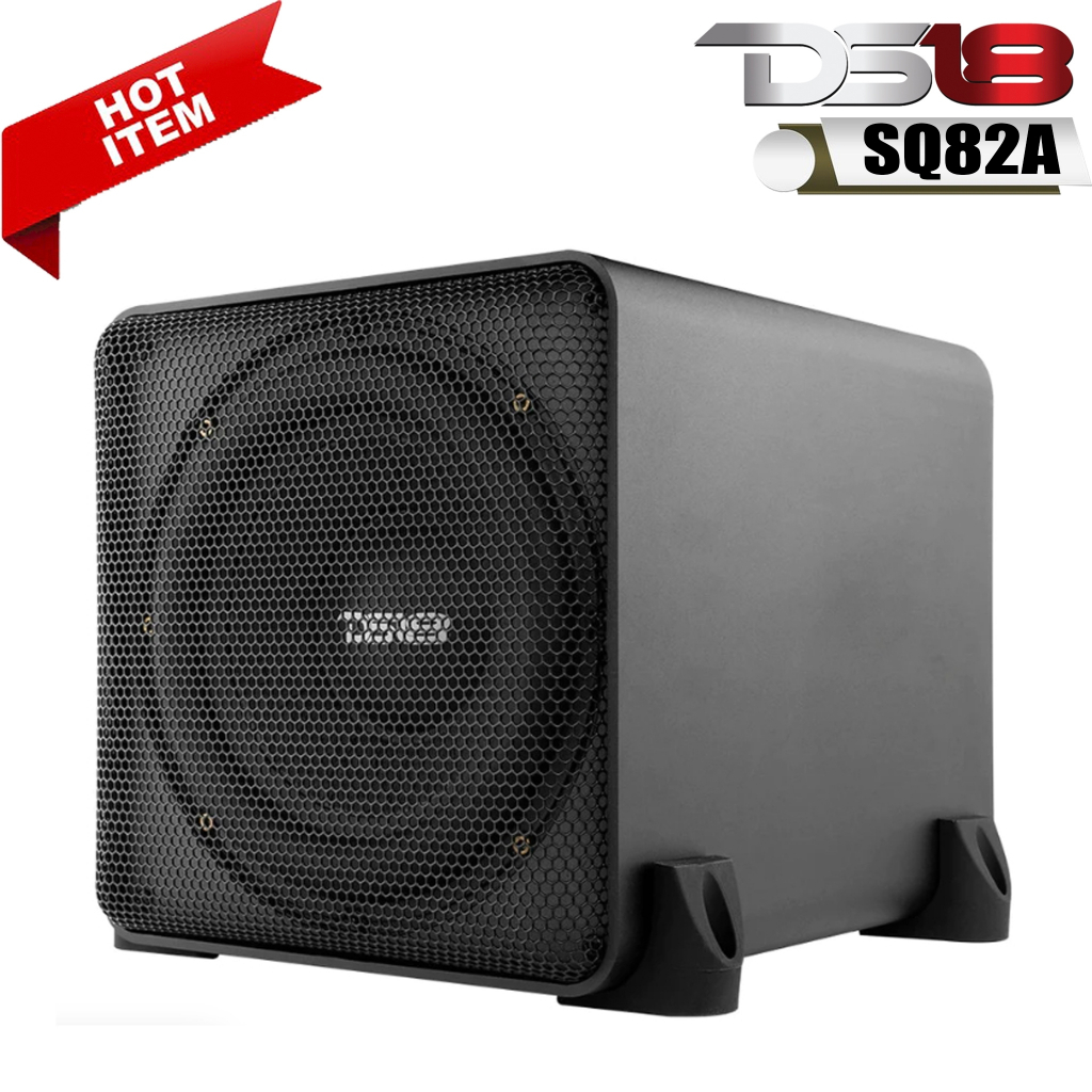 ตู้ซับสำเร็จรูปแบบสี่เหลี่ยมพร้อมแอมป์ในตัว DS18 รุ่น SQ82A  กำลังขับสูงสุด 1200 วัตต์ ติดตั้งง่าย