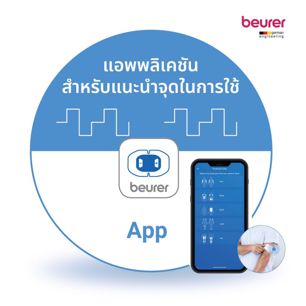 (แถมแผ่นเพิ่ม) Beurer เครื่องกระตุ้นกล้ามเนื้อไฟฟ้า ไร้สาย บรรเทาอาการปวดเมื่อย เชื่อมแอปพลิเคชั่น