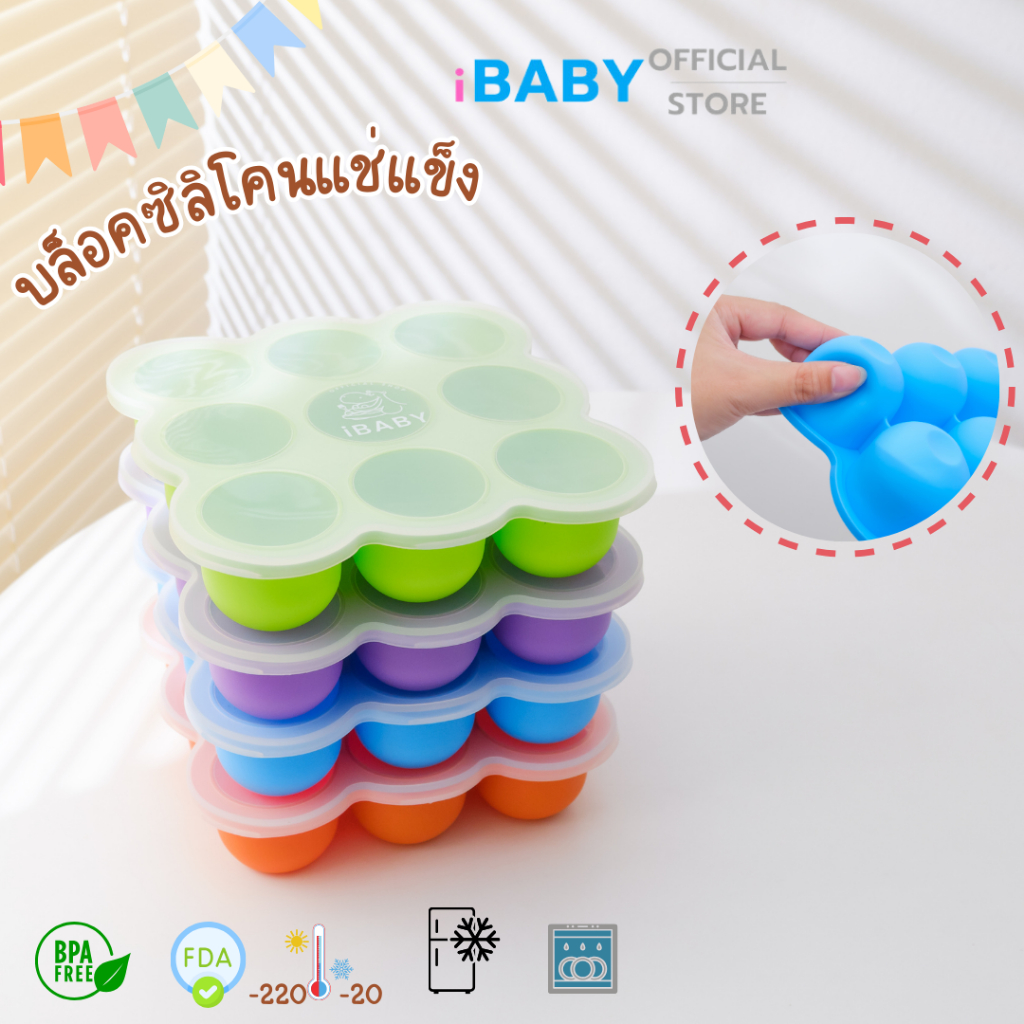 บล็อคซิลิโคนเเช่เเข็ง9ช่องช่องละ2ออนซ์ =60 ml บล็อคซิลิโคนเก็บอาหารเเบบกลม