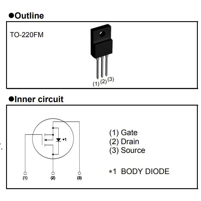 มอสเฟต R6030ENX (จำนวน 10ชิ้น) 600V 30A 40W TO-220 ROHM ของแท้