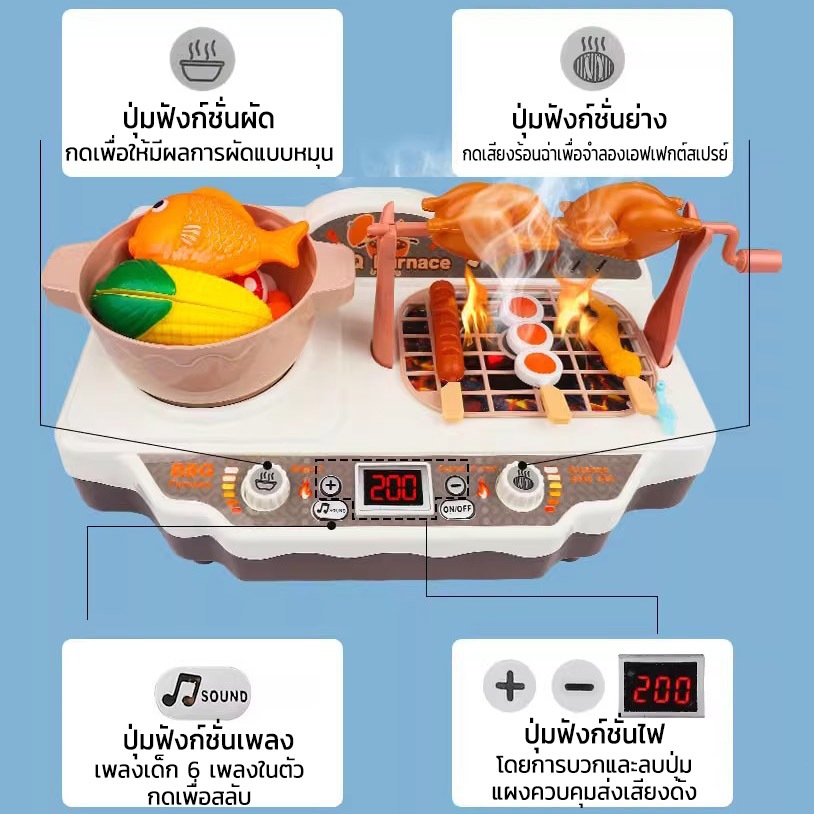 ของเล่นเด็กครัว ของเล่นทำอาหารในครัว เตาแก๊สพร้อมเสียงและแสง ผลสเปรย์ เด็กเลียนแบบการทำอาหาร ของเล่นเด็ก play house
