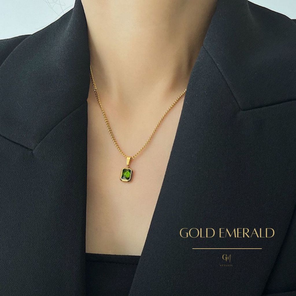 OUTLETS ล้างสต็อกจากโรงงานตรง✨สร้อยคอ Gold Emerald Necklaces สร้อยพลอย สร้อยคอแฟชั่น จี้เขียว