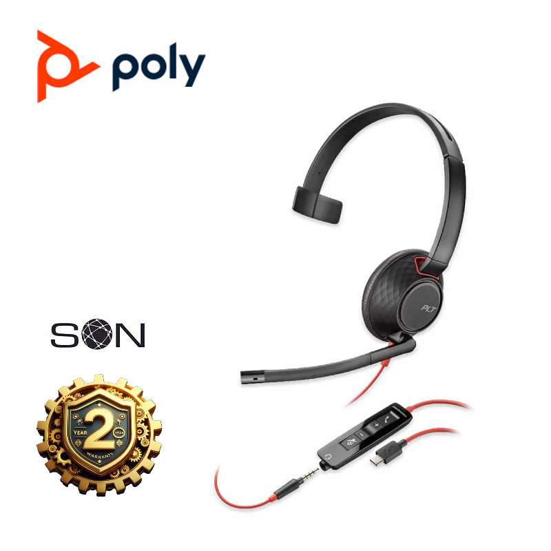 POLY BLACKWIRE 5210 USB-C + 3.5MM MONAURAL HEADSET