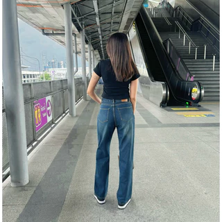 ยีนส์ Sheer | A01.1 Classy Jeans กางเกงยีนส์ทรงกระบอกกลาง สีเข้ม