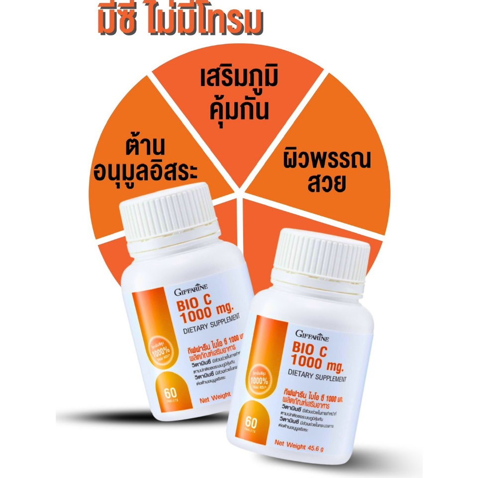 วิตามินซี วิตตามินซี vitaminc1000mg BioC  vitC กิฟฟารีน ผิวขาว เสริมภูมิ ภูมิต้านทาน 30,60เม็ด ราคา ถูกที่สุด ดีลบีเคเค แกลเลอรีภาพที่ 2