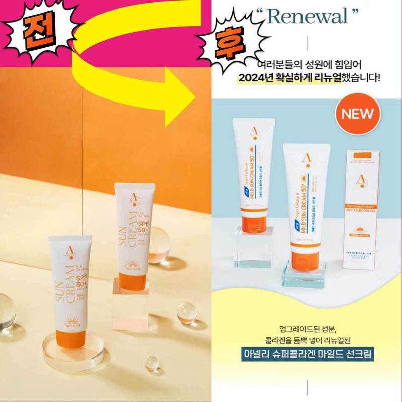 แพ็คเกจใหม่ !!!กันแดดเกาหลีAnely mild Sun cream 아넬리 선크림ปริมาณเพิ่มขึ้นเป็น 80 ml.