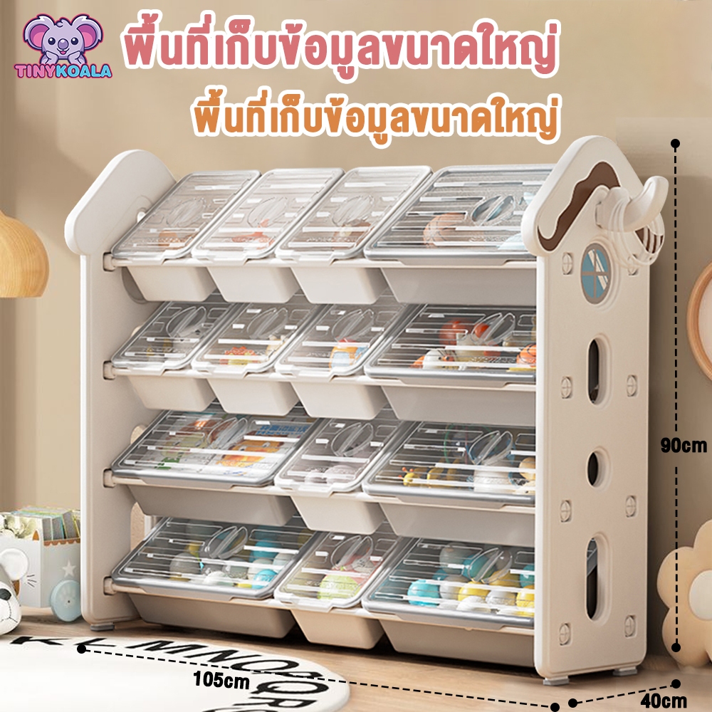 Tinykoala ชั้นวางของเล่น ชั้นเก็บของเล่นเด็ก มีให้เลือก3/4ชั้น รับน้ำหนักได้ 50 kg