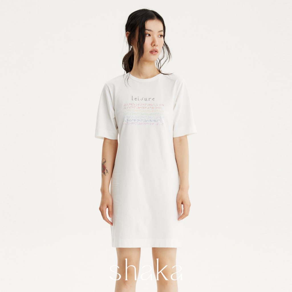 Shaka SS22 Jersey Tee Dress เดรสคอกลม  สกรีนซิลิโคนนูน DS-L220205