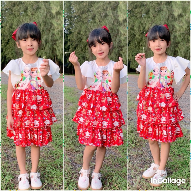 ชุดเจ้าหญิง ชุดเด็ก คริสมาตส์ 3 ชั้น 2-7 ขวบ